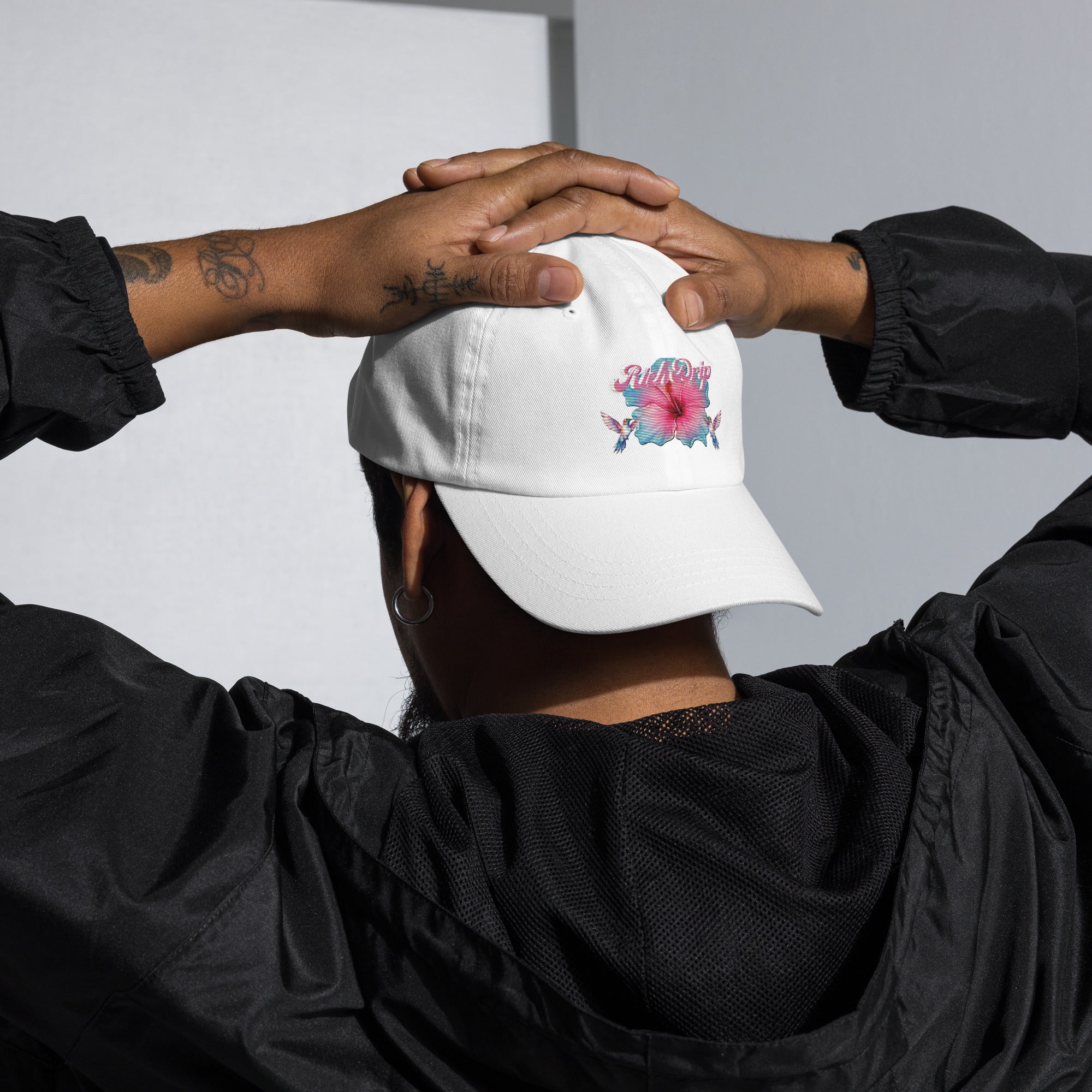 Rich Drip Tropical Pink Flower 3.0 - Dad hat White