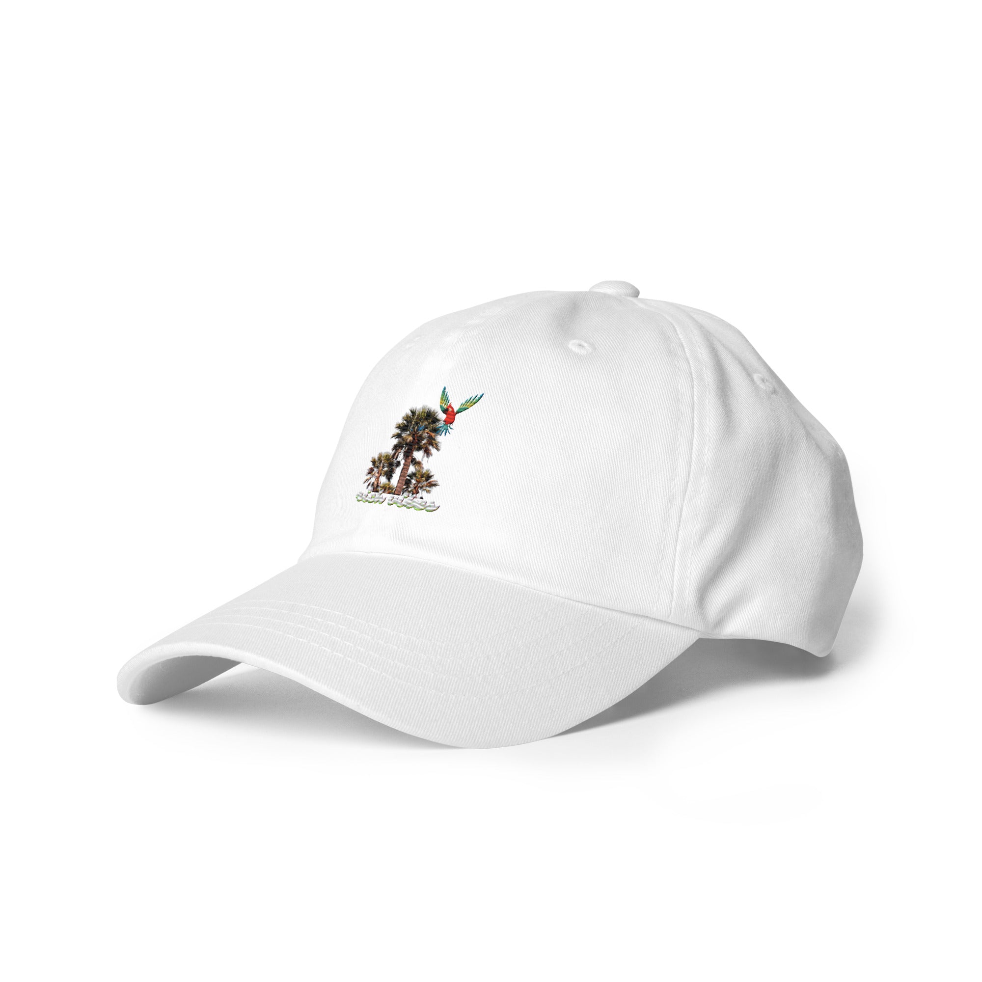 Rich Vibes White logo Tropical Colorful Palm Tree - Dad hat White