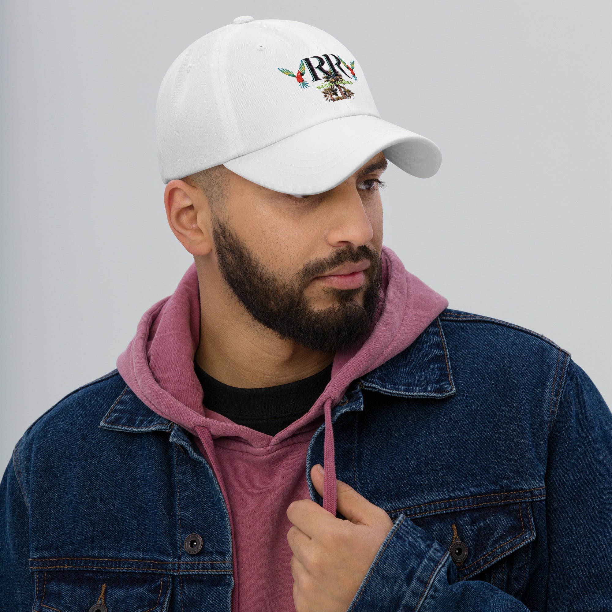 Rich Vibes RR Colorful Palm Tree Silhouette - Dad hat White