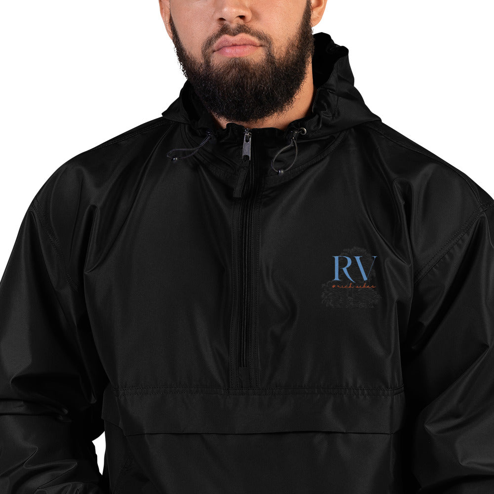 Rich Vibes RV Palm Tree Black - Embroidered Champion Packable Jacket