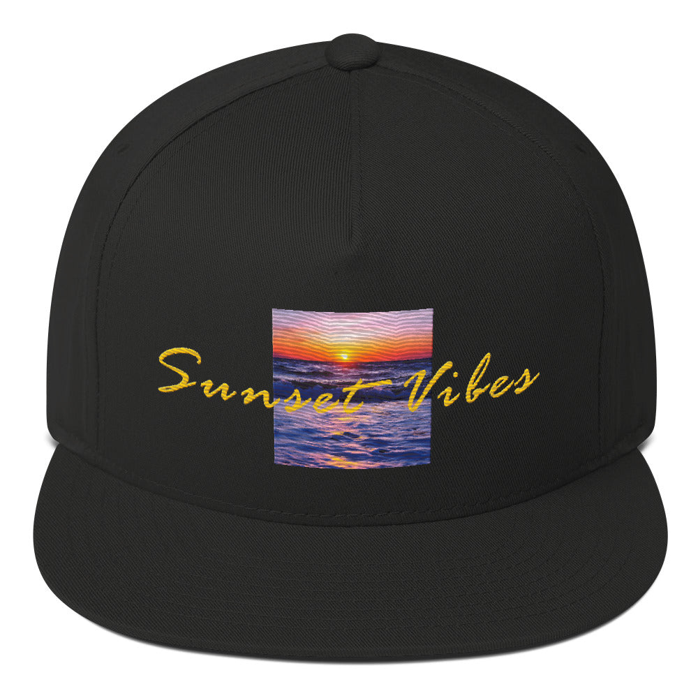 Sunset Vibes Purple Gold - Flat Bill Cap