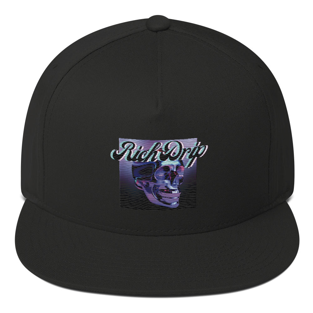 Rich Drip Drippy Metal Skull - Flat Bill Cap Black