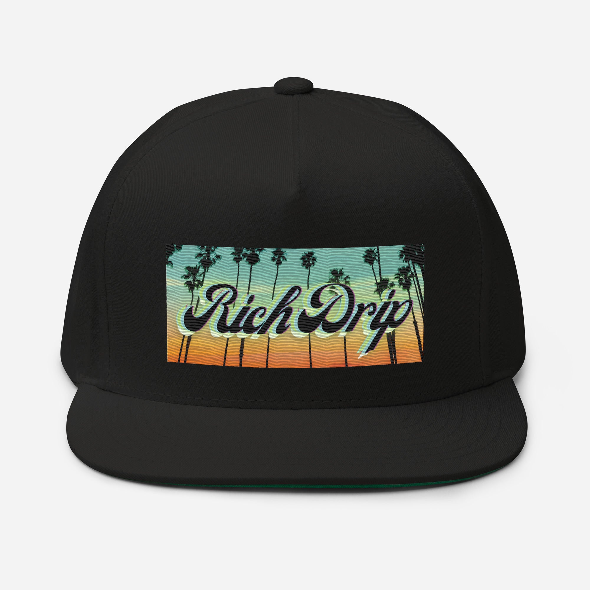 Rich Drip Blue Island Sunset 2.0 - Flat Bill Cap Black
