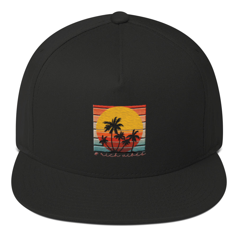 RV5 Sunset Squared Circle - Flat Bill Cap Black