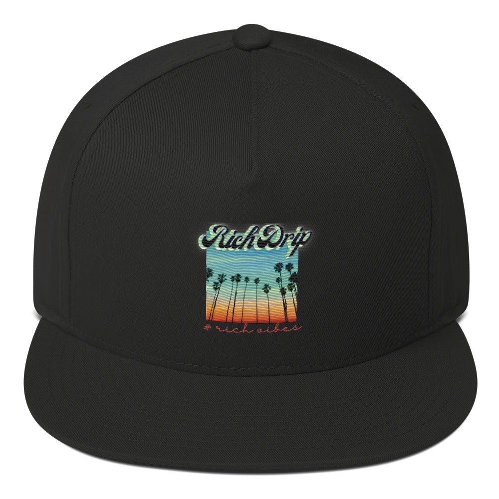 Rich Drip Multi Colored Beach Sunset Drip 1.0 - Flat Bill Cap Black