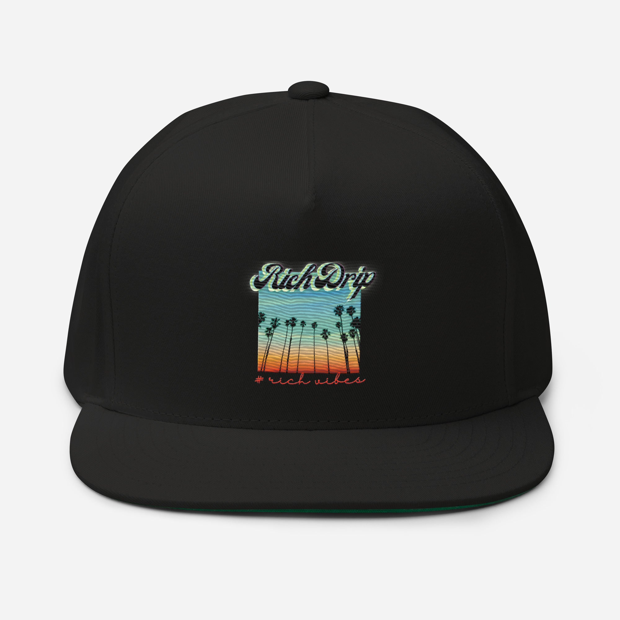 Rich Drip Multi Colored Beach Sunset Drip Signature 1.0 - Flat Bill Cap Black