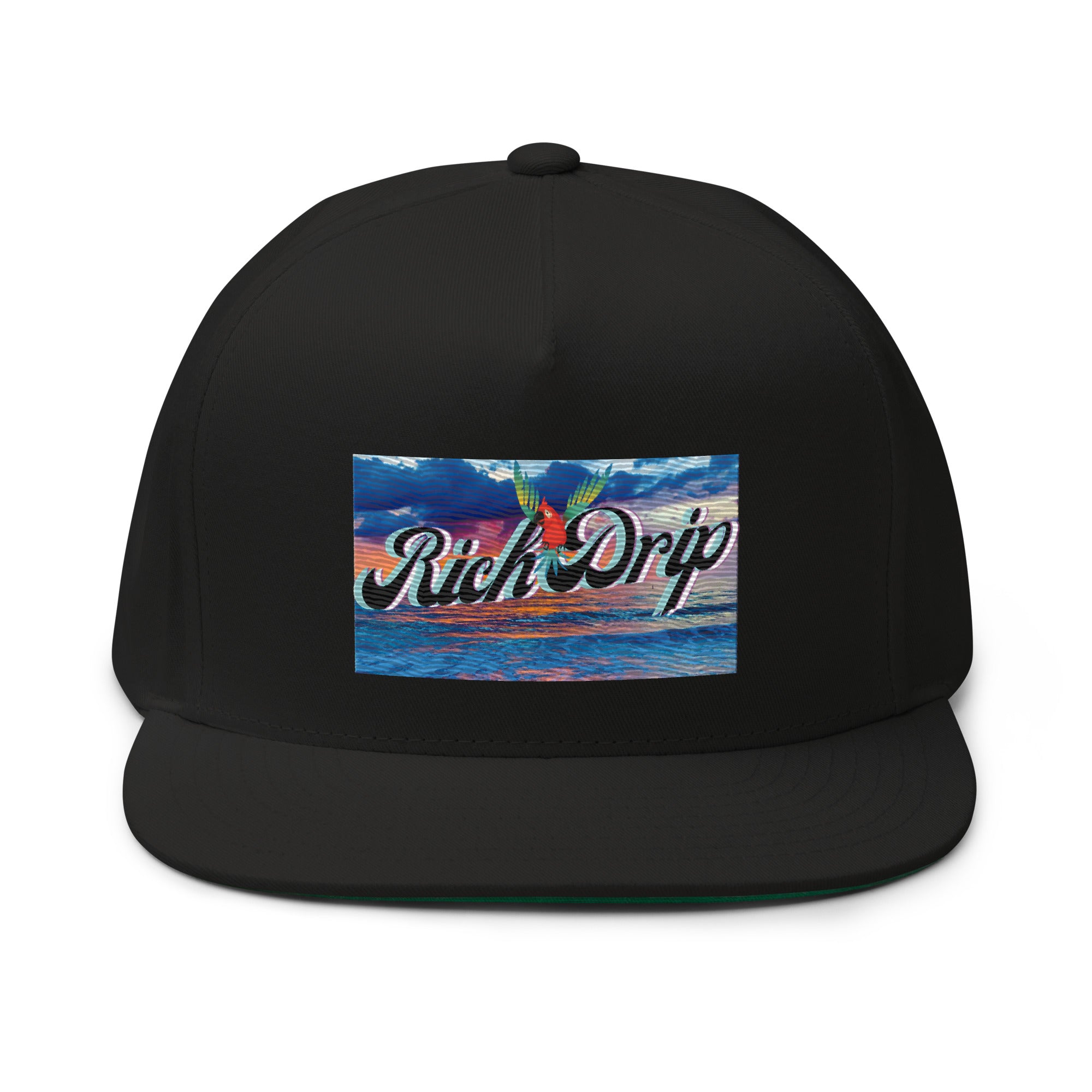 Rich Drip Good Vibes Blue Sunset - Flat Bill Cap Black