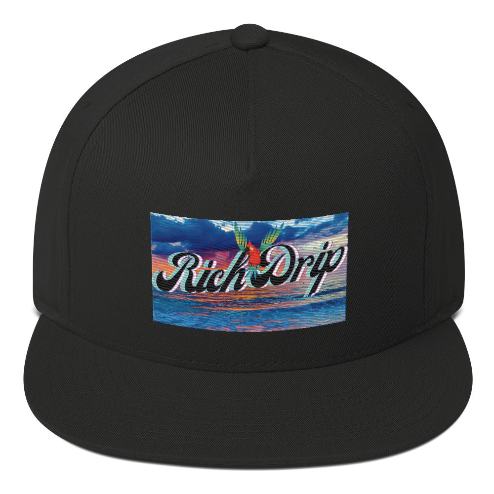 Rich Drip Good Vibes Blue Sunset - Flat Bill Cap Black