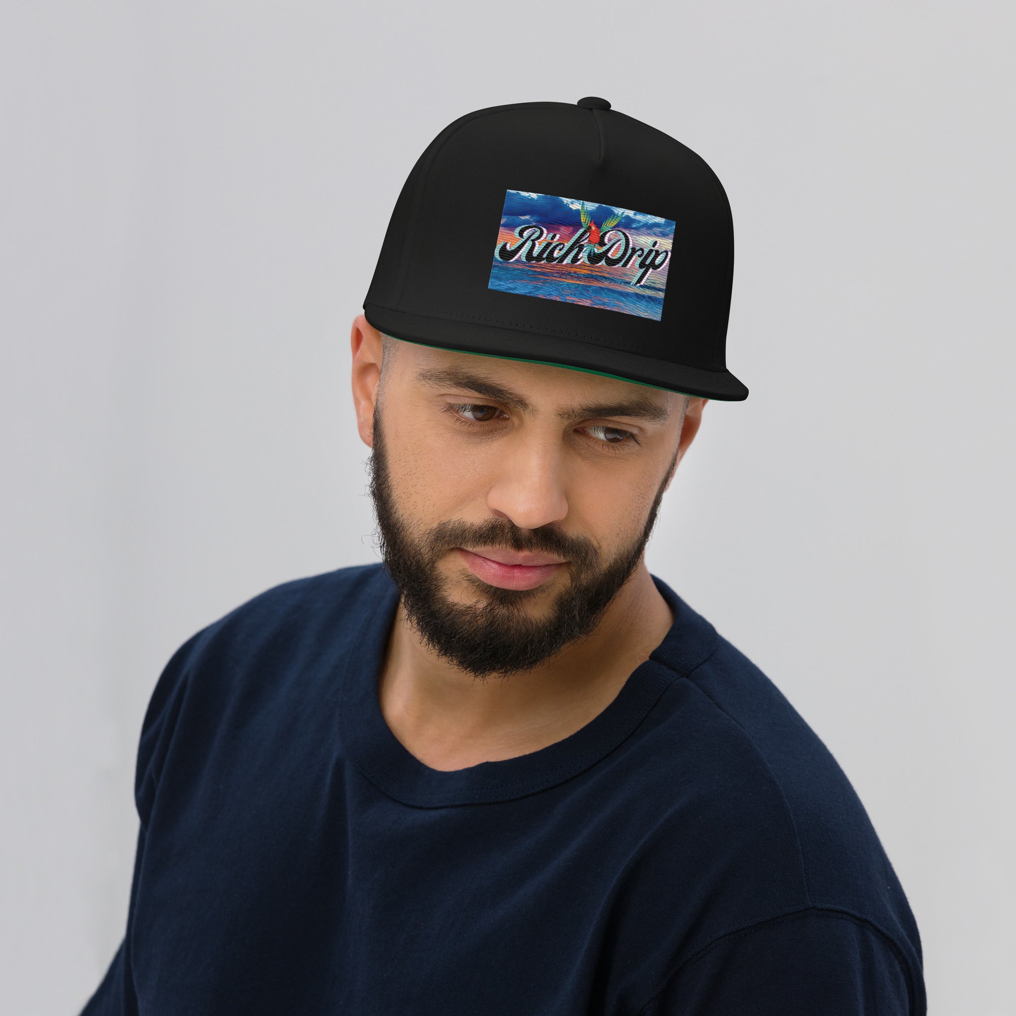 Rich Drip Good Vibes Blue Sunset - Flat Bill Cap Black