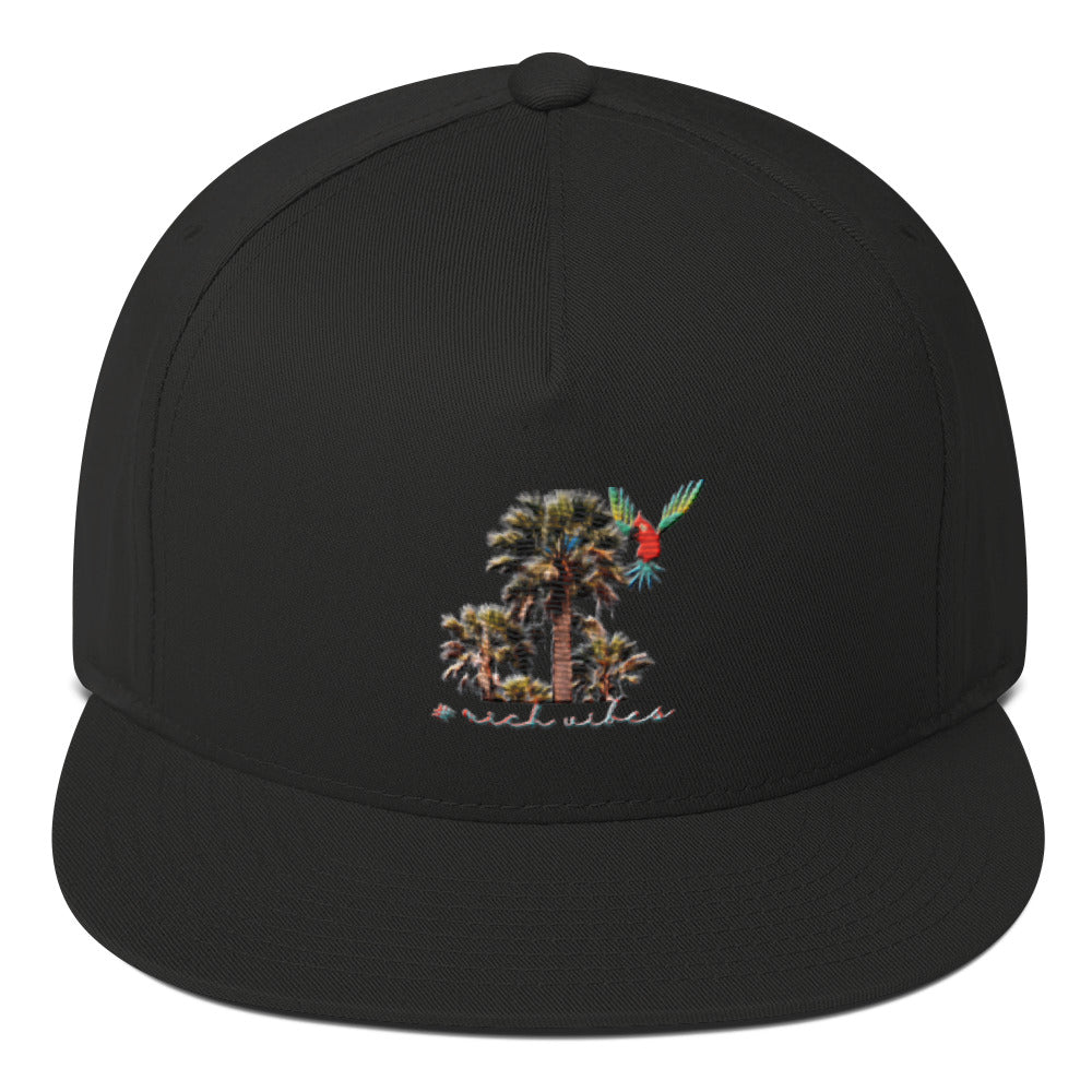 Rich Vibes Rich Drip Colorful Palm Trees Silhouette 1.1 - Flat Bill Cap Black