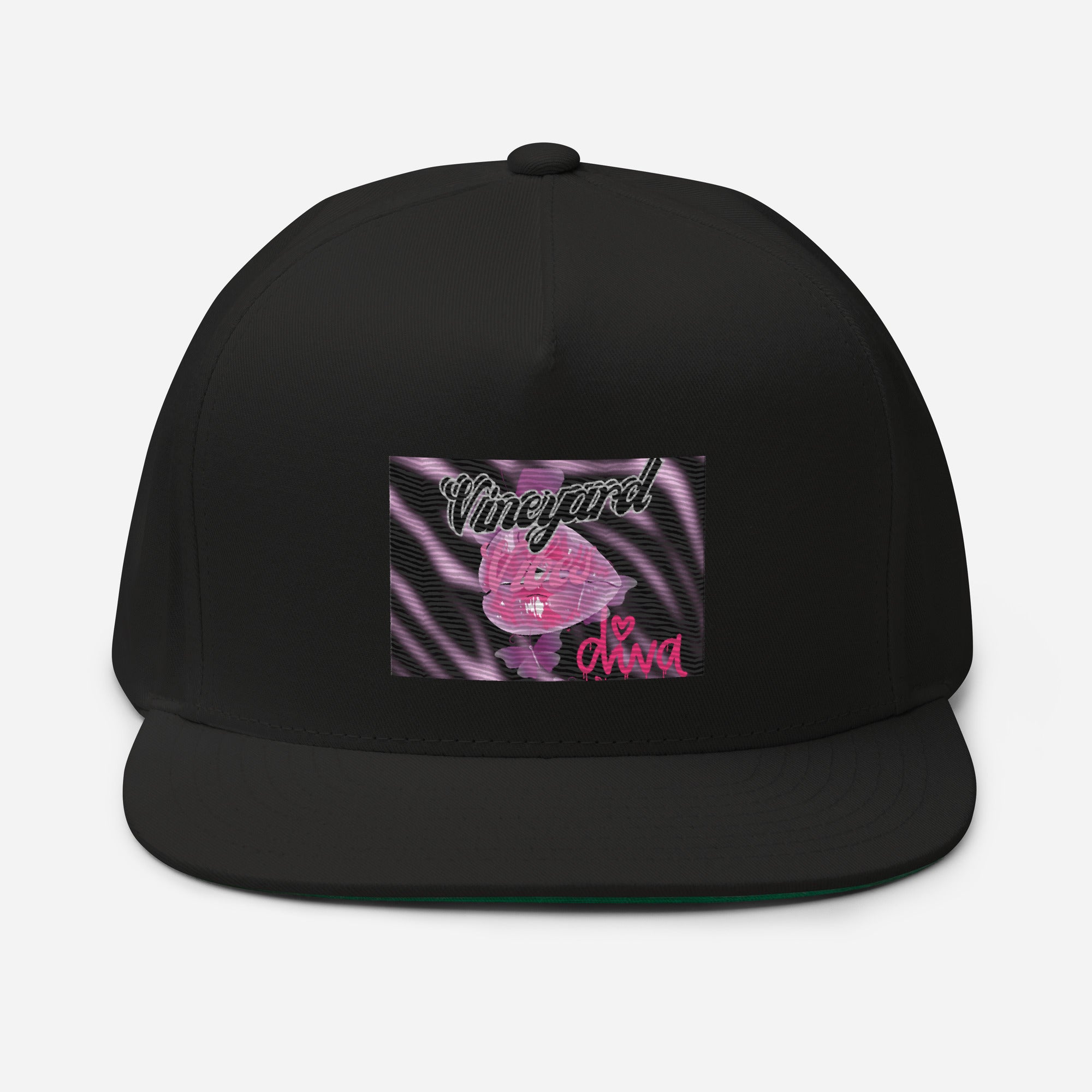 Vineyard Vibes Tropical Pink Diva Kiss - Flat Bill Cap Black