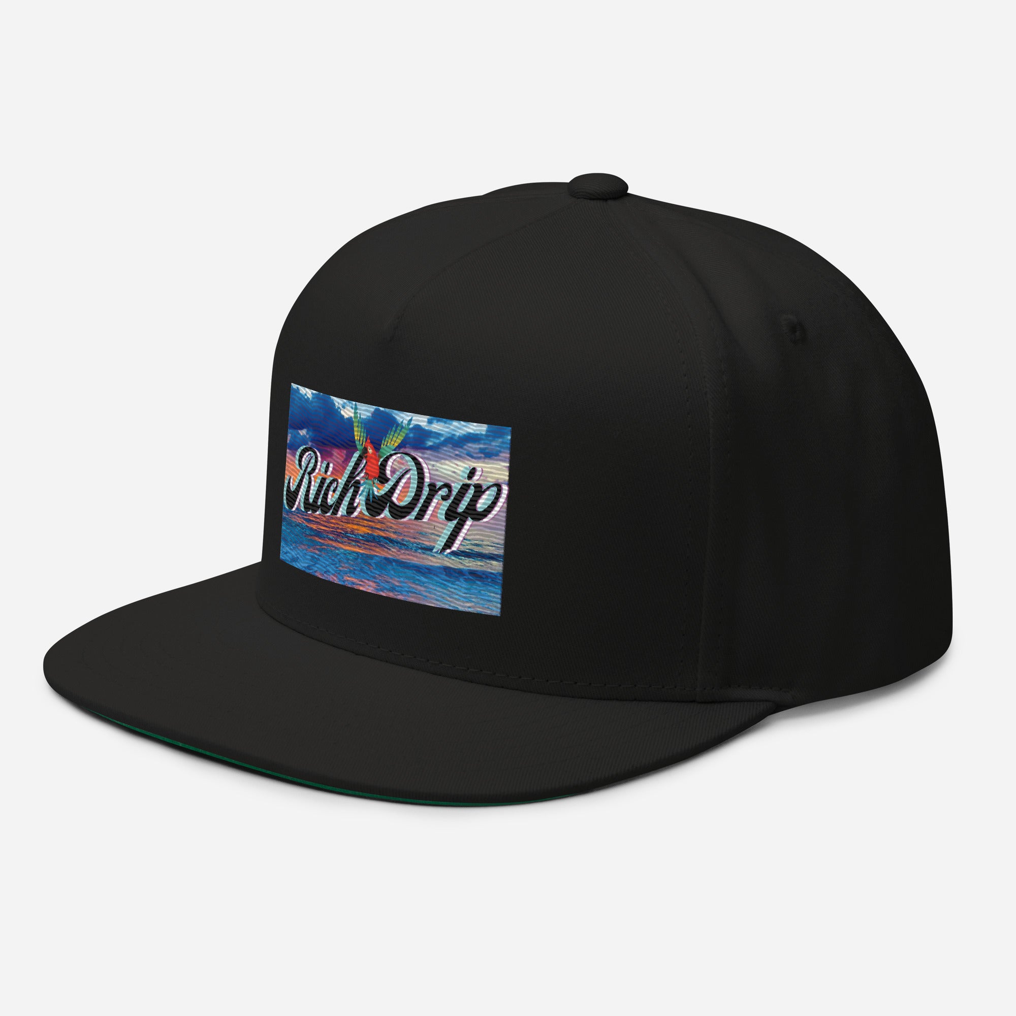 Rich Drip Good Vibes Blue Sunset - Flat Bill Cap Black