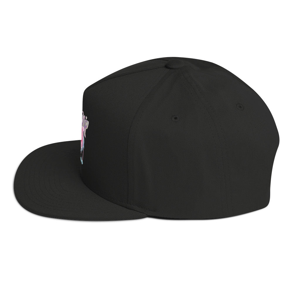 RV Rich Drip Tropical Pink Palm Tree - Flat Bill Cap Black
