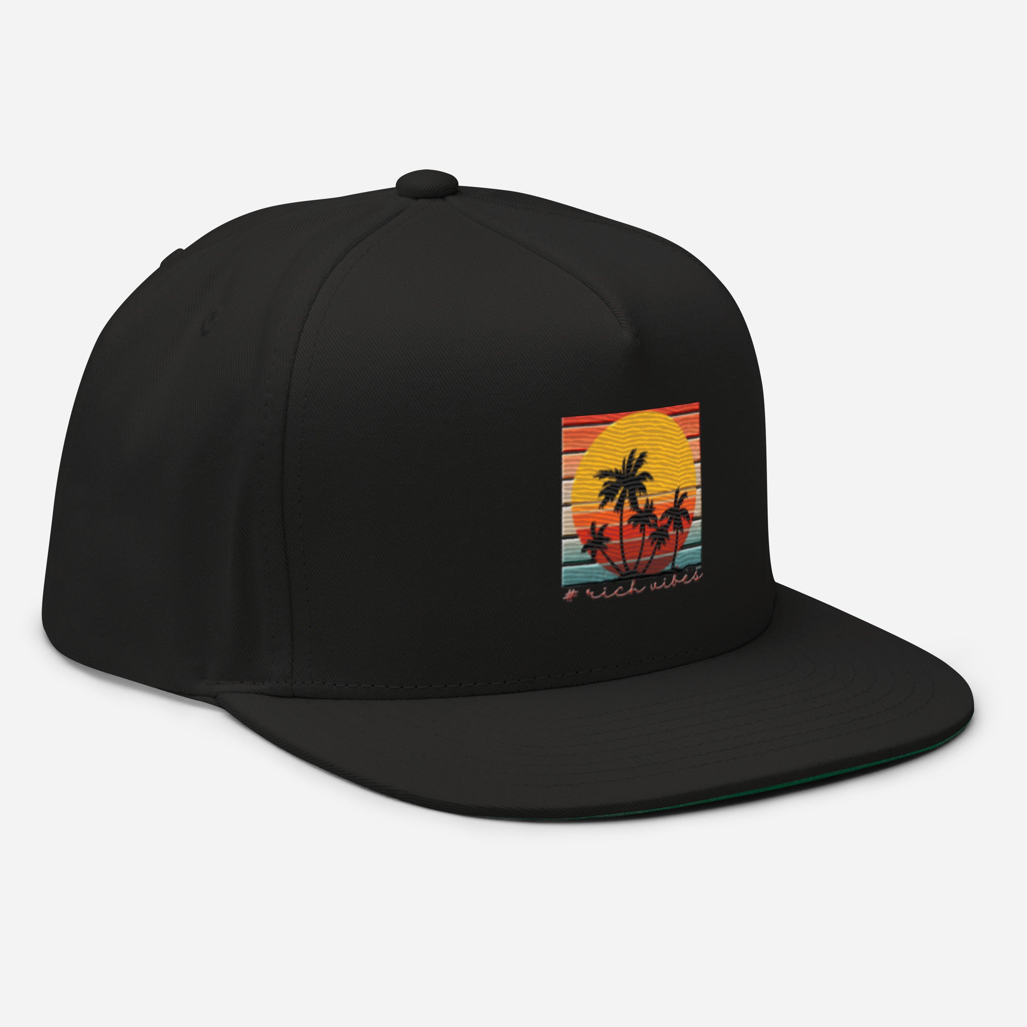 RV5 Sunset Squared Circle - Flat Bill Cap Black