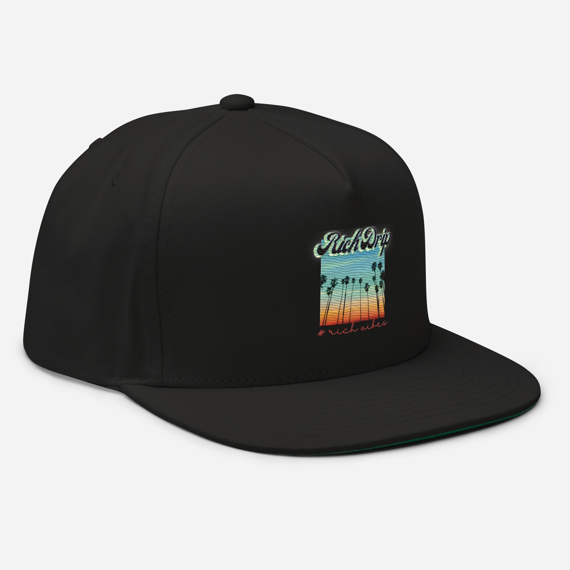 Rich Drip Multi Colored Beach Sunset Drip 1.0 - Flat Bill Cap Black