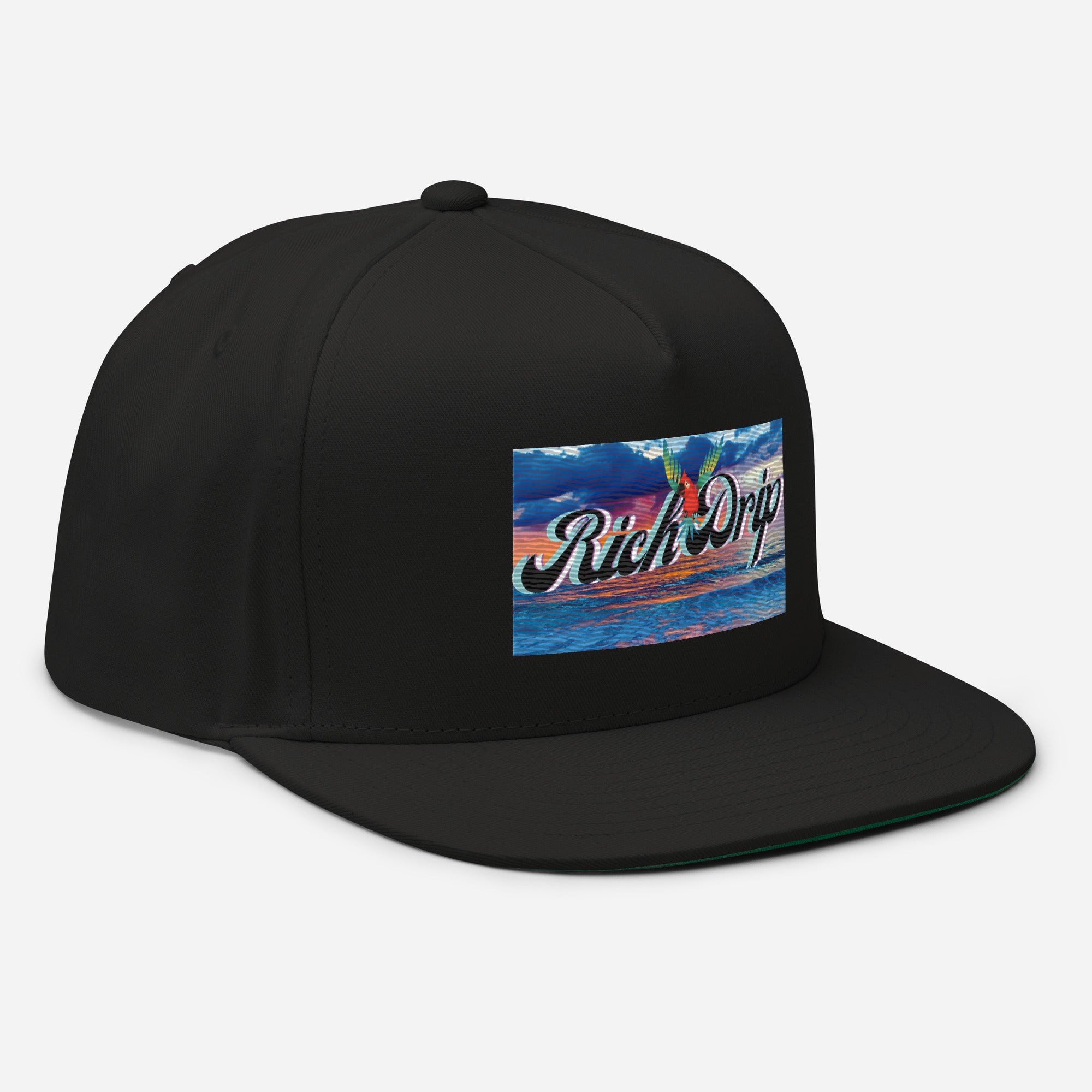 Rich Drip Good Vibes Blue Sunset - Flat Bill Cap Black