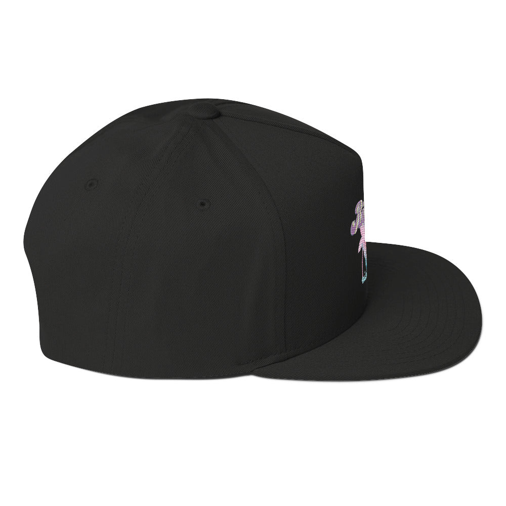 RV Rich Drip Tropical Pink Palm Tree - Flat Bill Cap Black