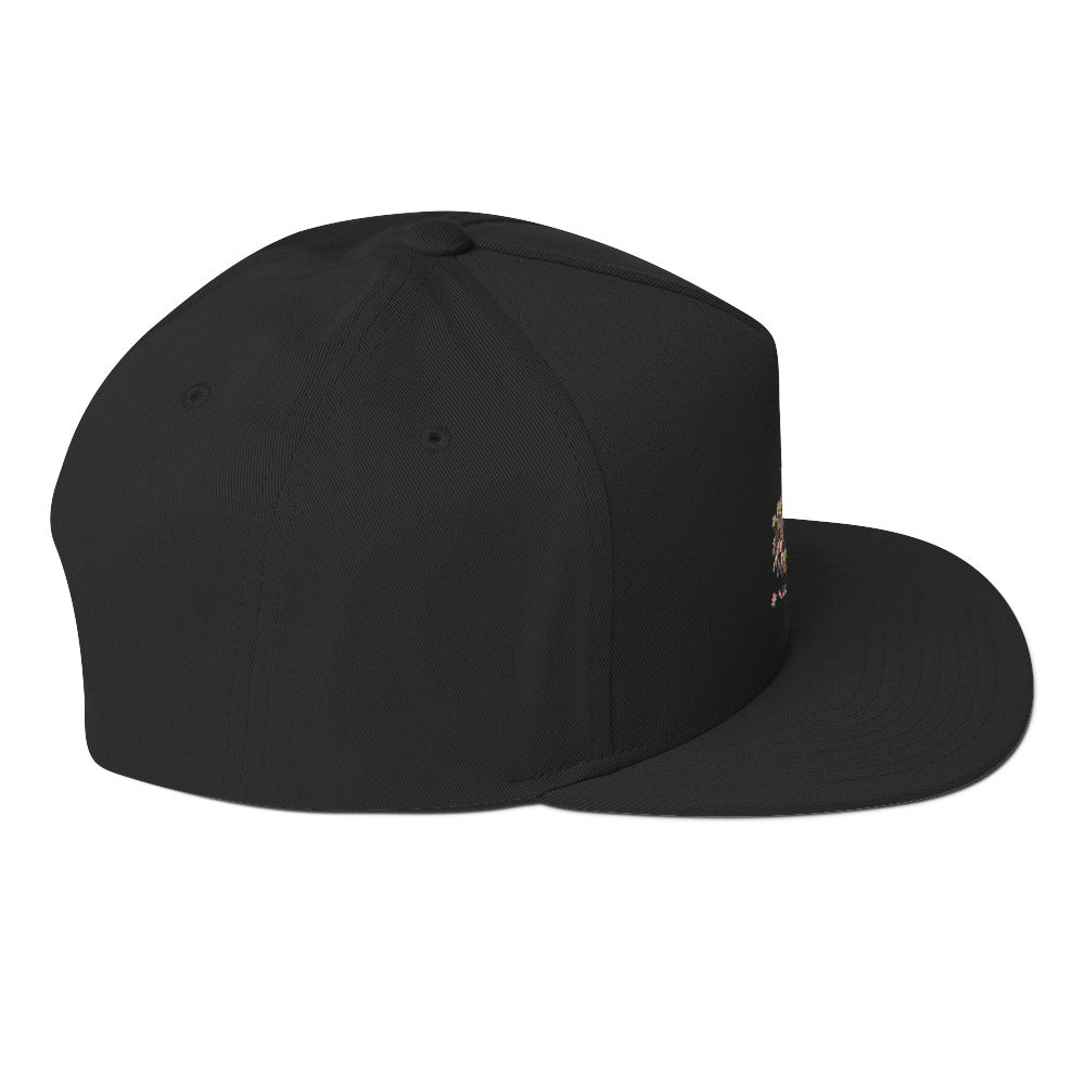 Rich Vibes Rich Drip Colorful Palm Trees Silhouette 1.1 - Flat Bill Cap Black