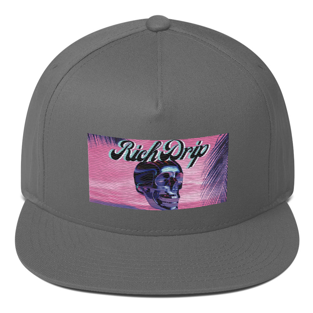 Rich Drip Drippy Metal Skull Purple Sky - Flat Bill Cap Grey