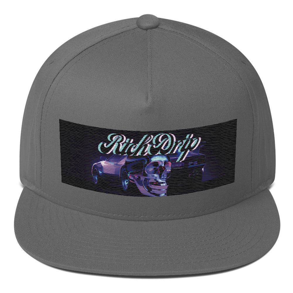 Rich Drip Drippy Metal Skull Purple Lambo - Flat Bill Cap Grey