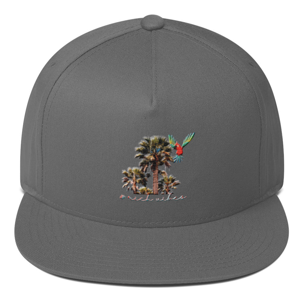 Rich Vibes Rich Drip Colorful Palm Trees Silhouette 1.1 - Flat Bill Cap Grey