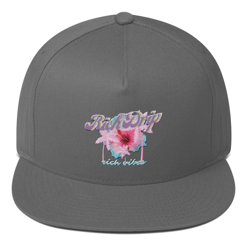 RV Rich Drip Tropical Pink Palm Tree - Flat Bill Cap Grey