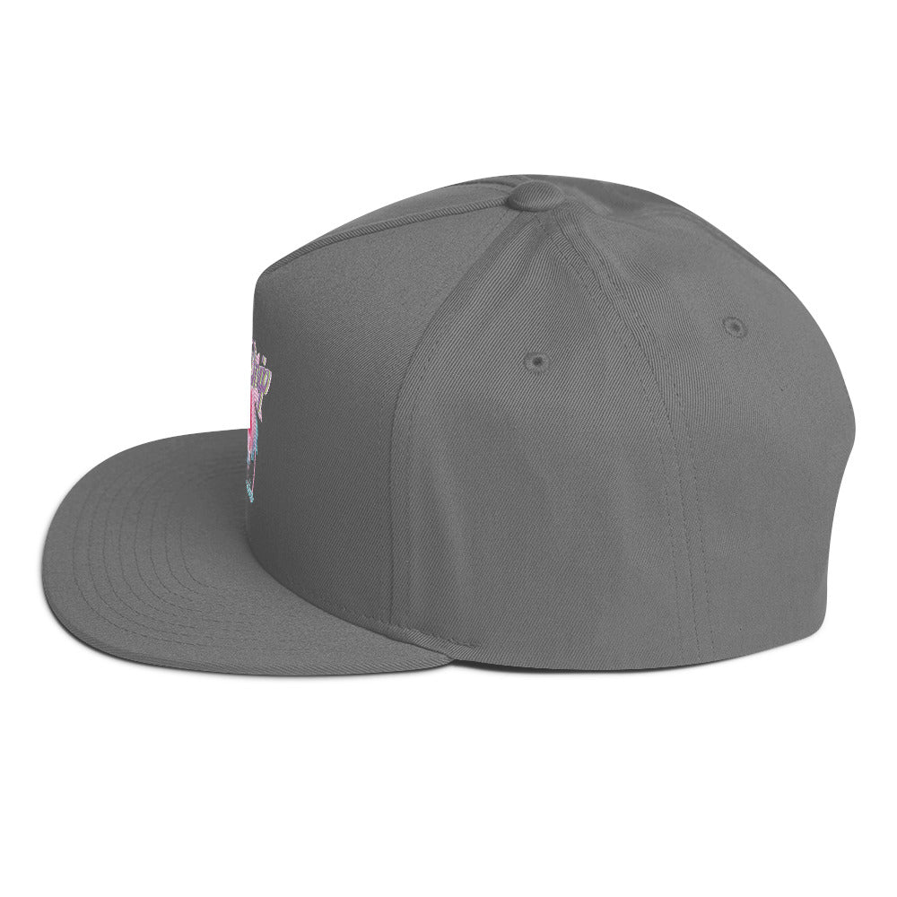 RV Rich Drip Tropical Pink Palm Tree - Flat Bill Cap Grey