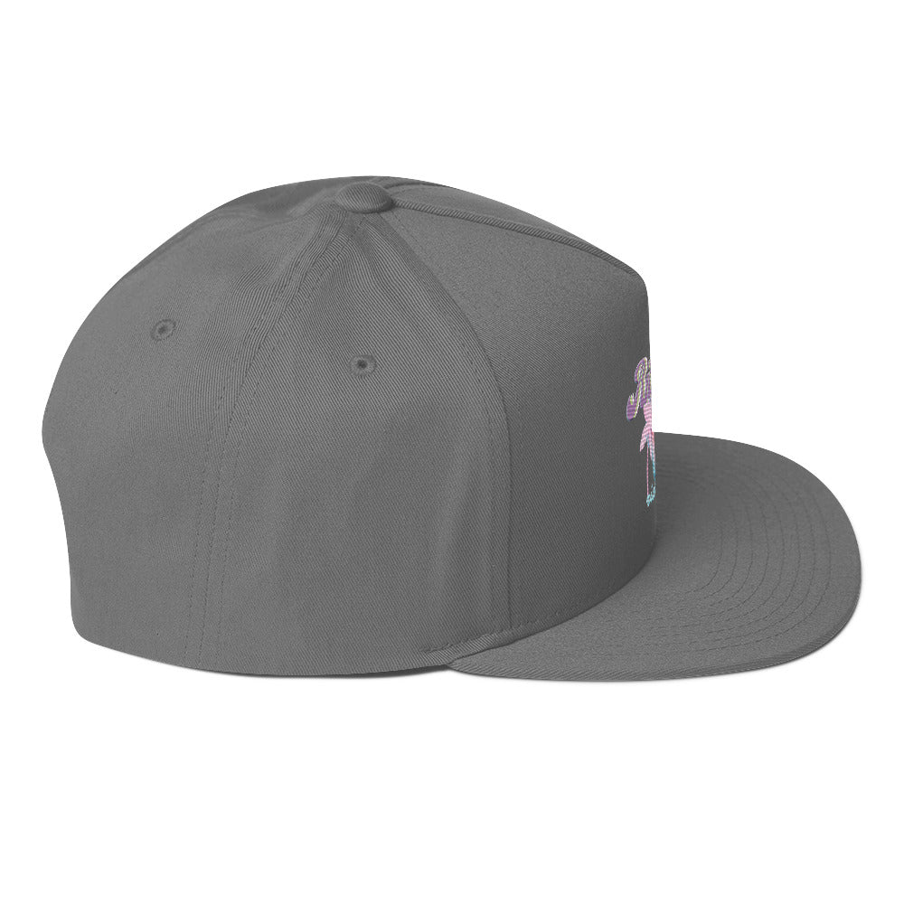 RV Rich Drip Tropical Pink Palm Tree - Flat Bill Cap Grey