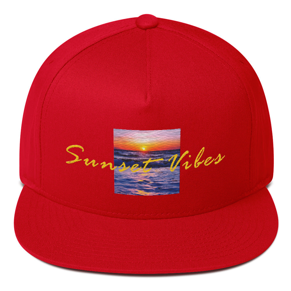 Sunset Vibes Purple Gold - Flat Bill Cap