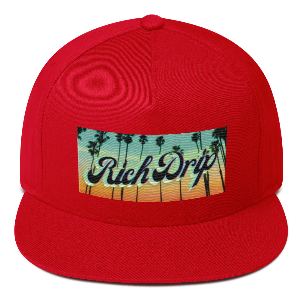 Rich Drip Blue Island Sunset 2.0 - Flat Bill Cap Red