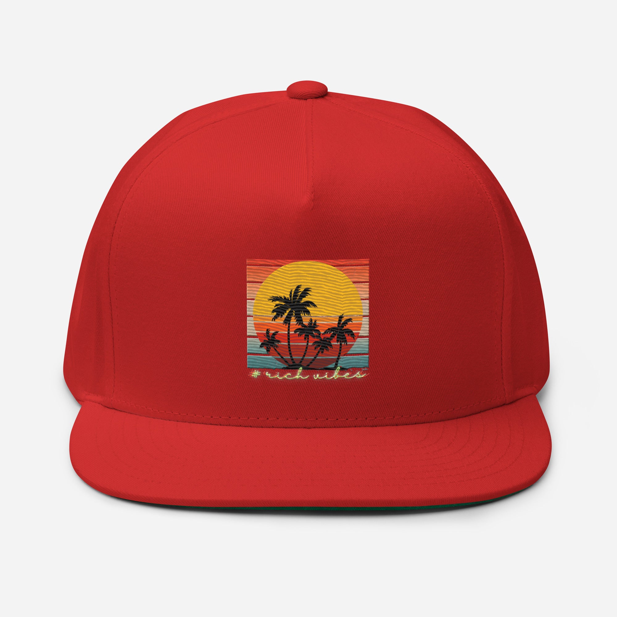 RV5 Sunset Squared Circle - Flat Bill Cap Red