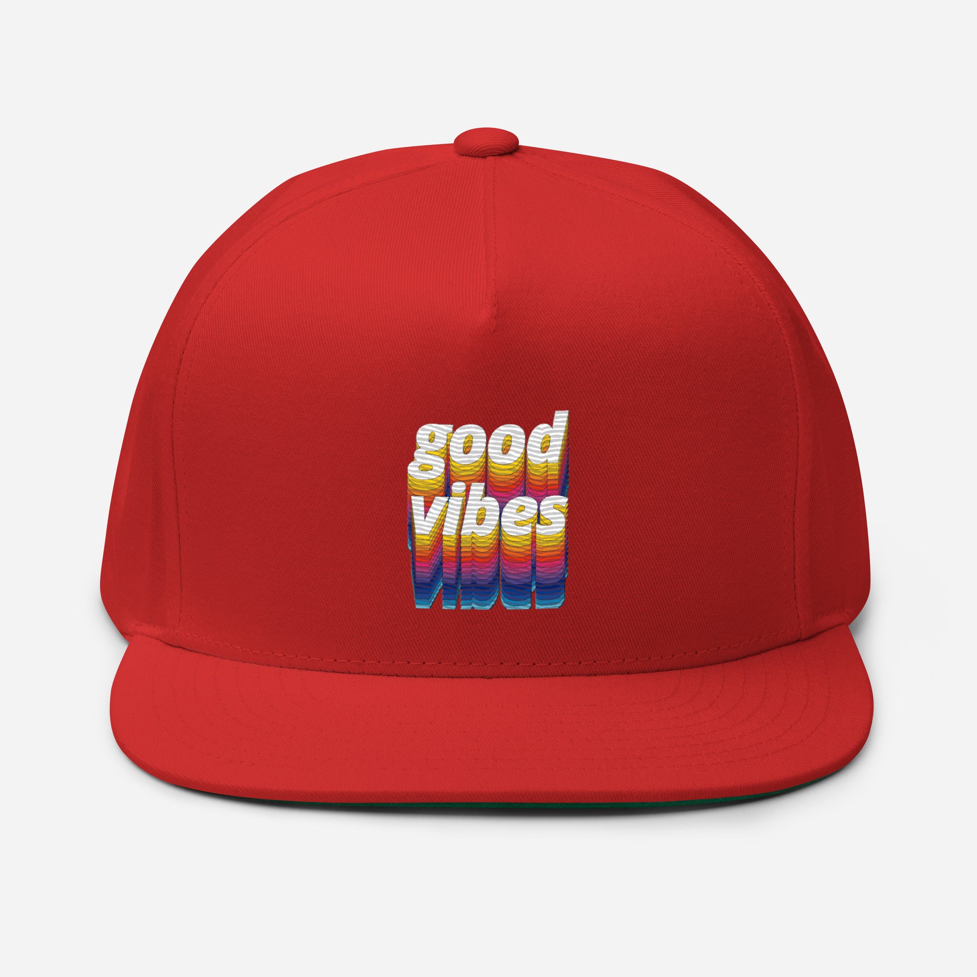 Rich Drip Good Vibes Multi-Colored 1.4 - Flat Bill Cap Red