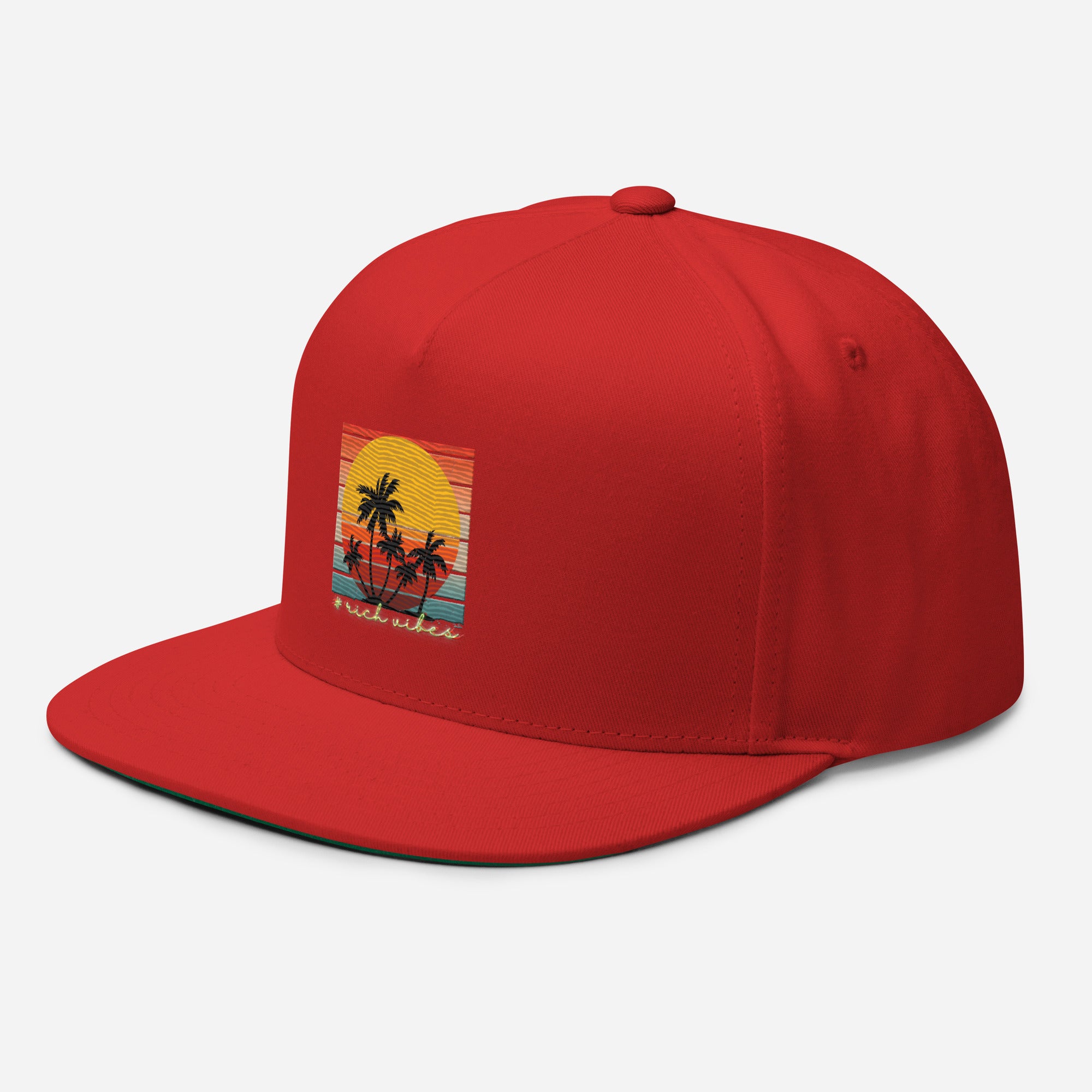 RV5 Sunset Squared Circle - Flat Bill Cap Red