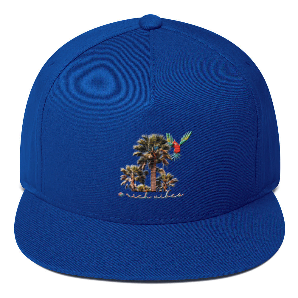 Rich Vibes Rich Drip Colorful Palm Trees Silhouette 1.1 - Flat Bill Cap Blue