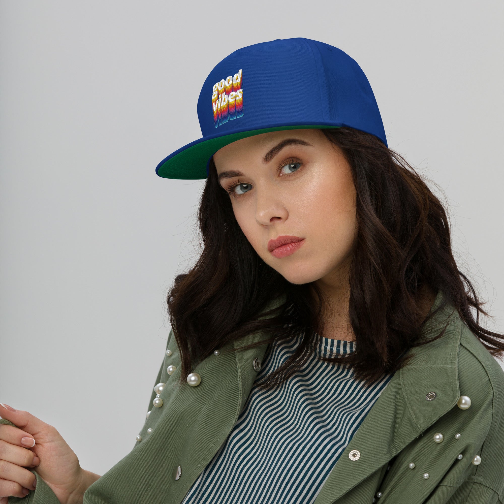 Rich Drip Good Vibes Multi-Colored 1.4 - Flat Bill Cap Royal Blue