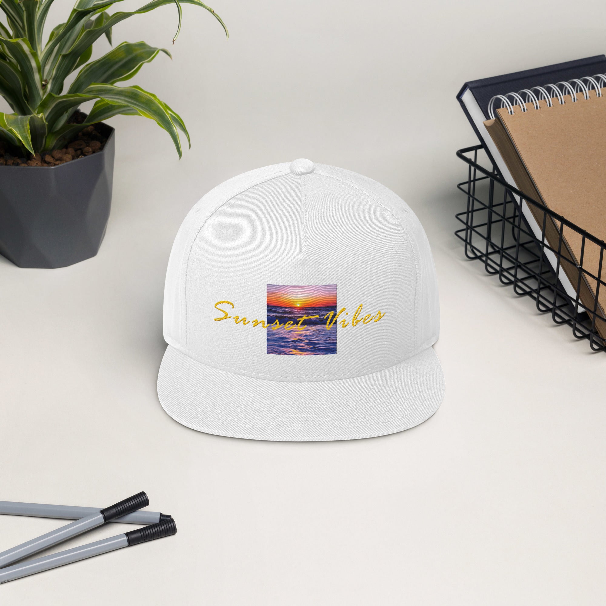 Sunset Vibes Purple Gold - Flat Bill Cap