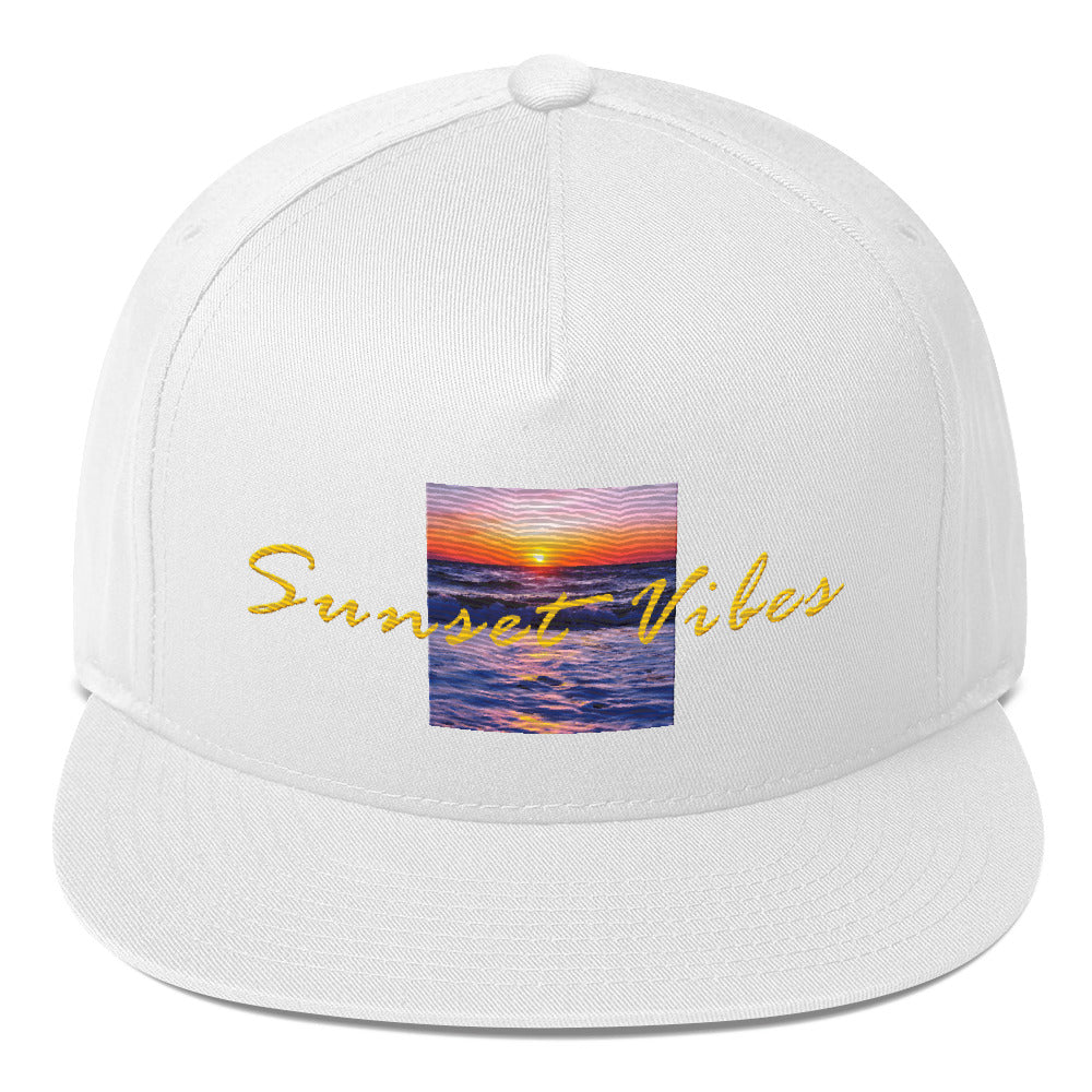 Sunset Vibes Purple Gold - Flat Bill Cap