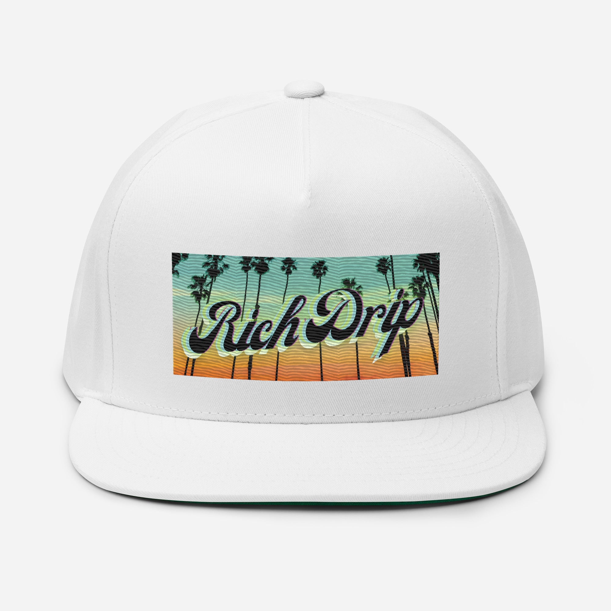 Rich Drip Blue Island Sunset 2.0 - Flat Bill Cap Str8 White