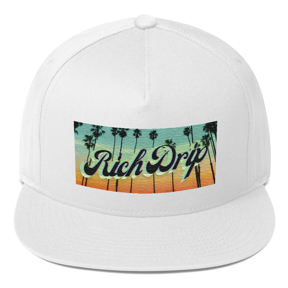 Rich Drip Blue Island Sunset 2.0 - Flat Bill Cap Str8 White