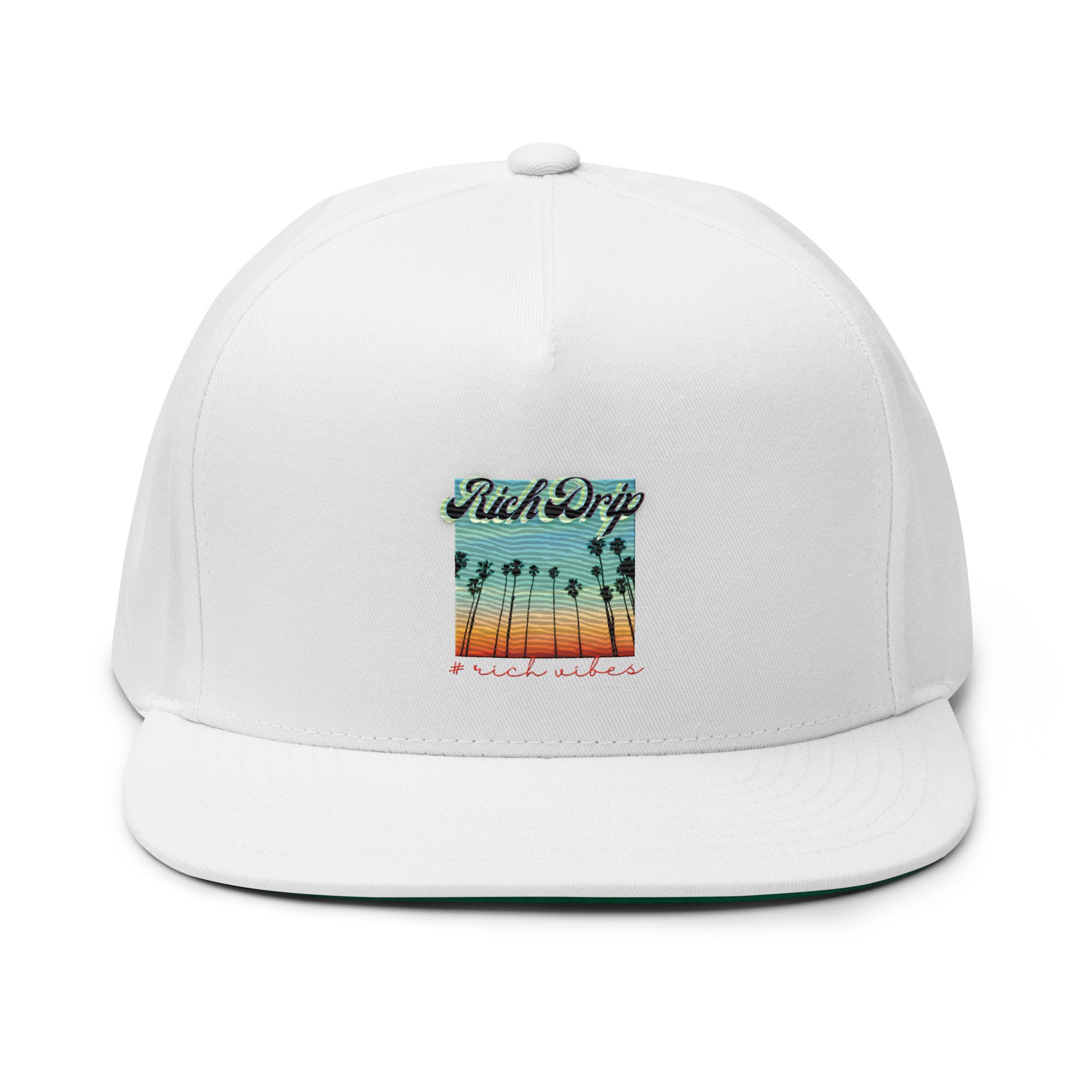 Rich Drip Multi Colored Beach Sunset Drip Signature 1.0 - Flat Bill Cap White