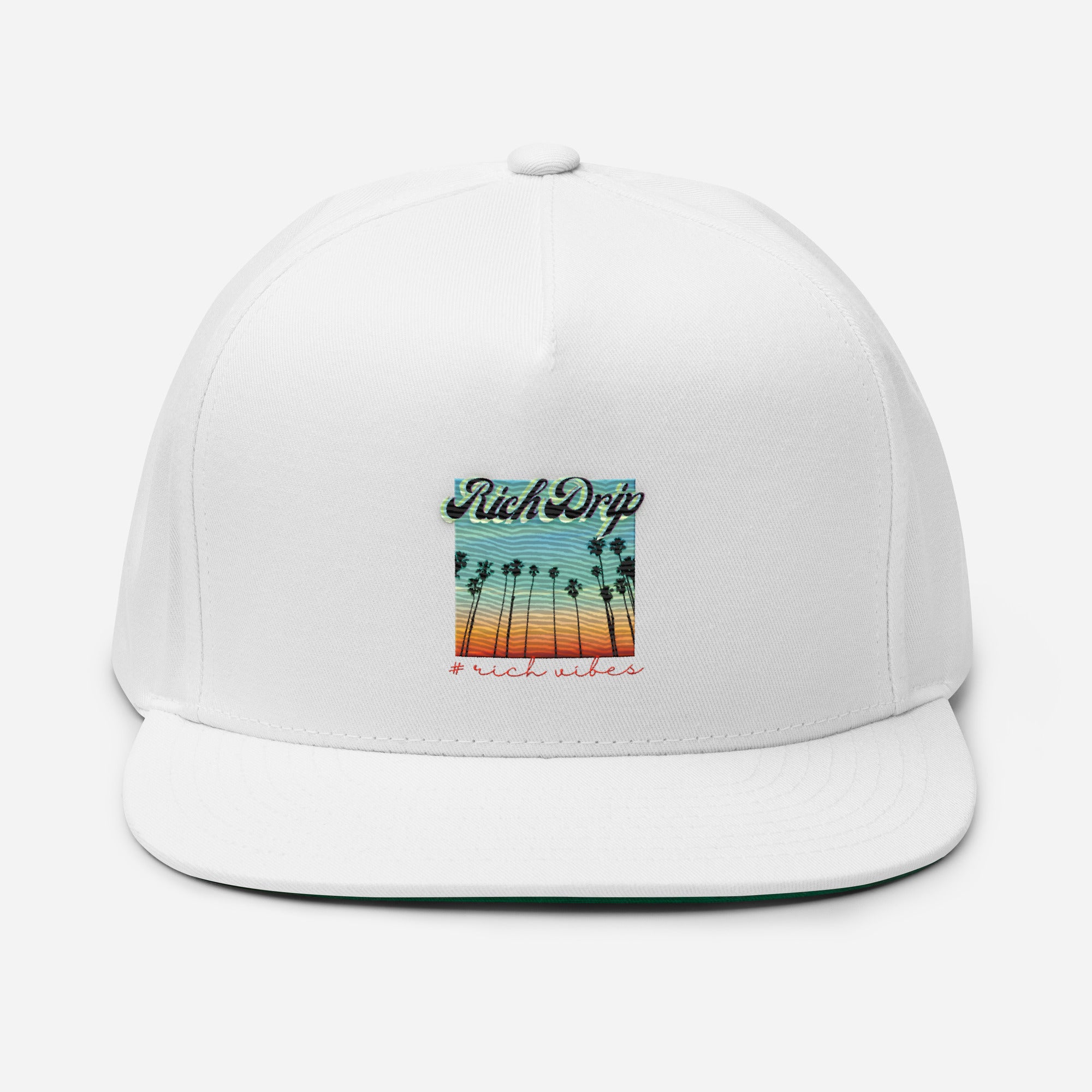 Rich Drip Multi Colored Beach Sunset Drip Signature 1.0 - Flat Bill Cap White