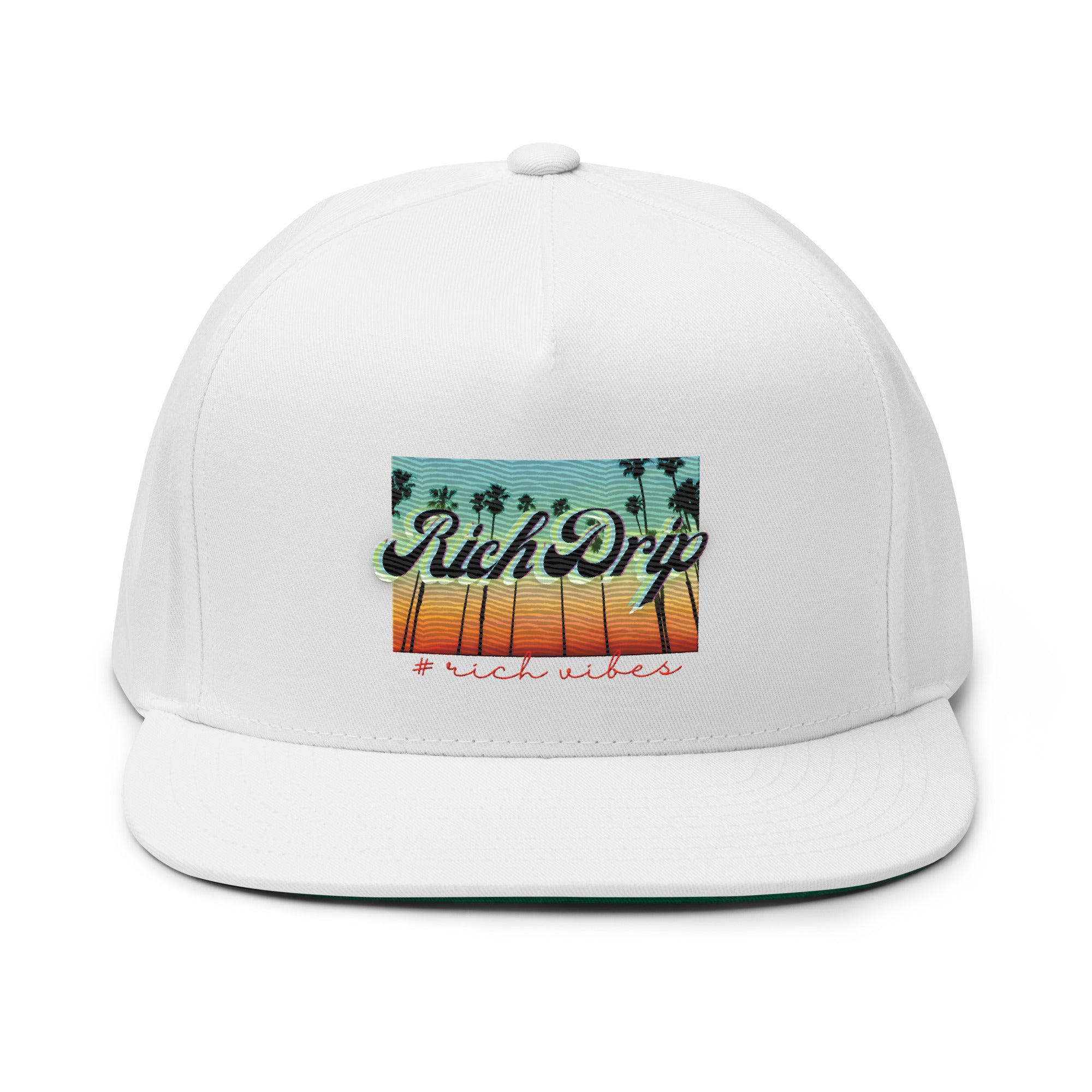 Rich Drip Multi Colored Beach Sunset Drip Signature 1.5 - Flat Bill Cap White