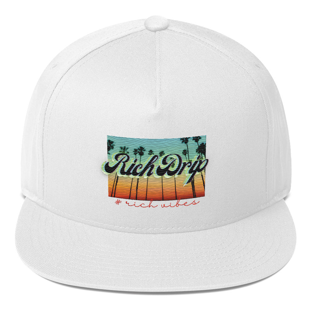 Rich Drip Multi Colored Beach Sunset Drip Signature 1.5 - Flat Bill Cap White