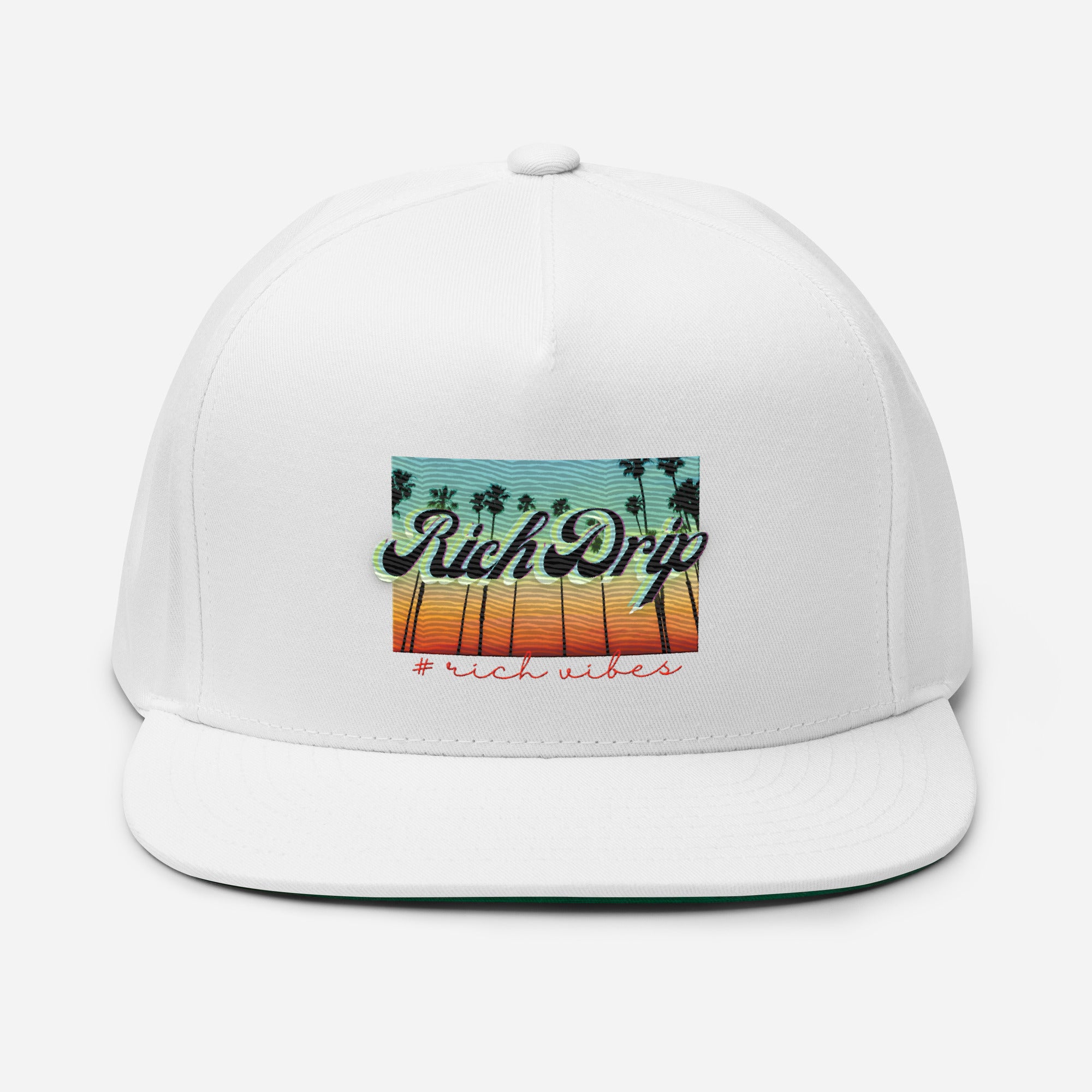 Rich Drip Multi Colored Beach Sunset Drip Signature 1.5 - Flat Bill Cap White