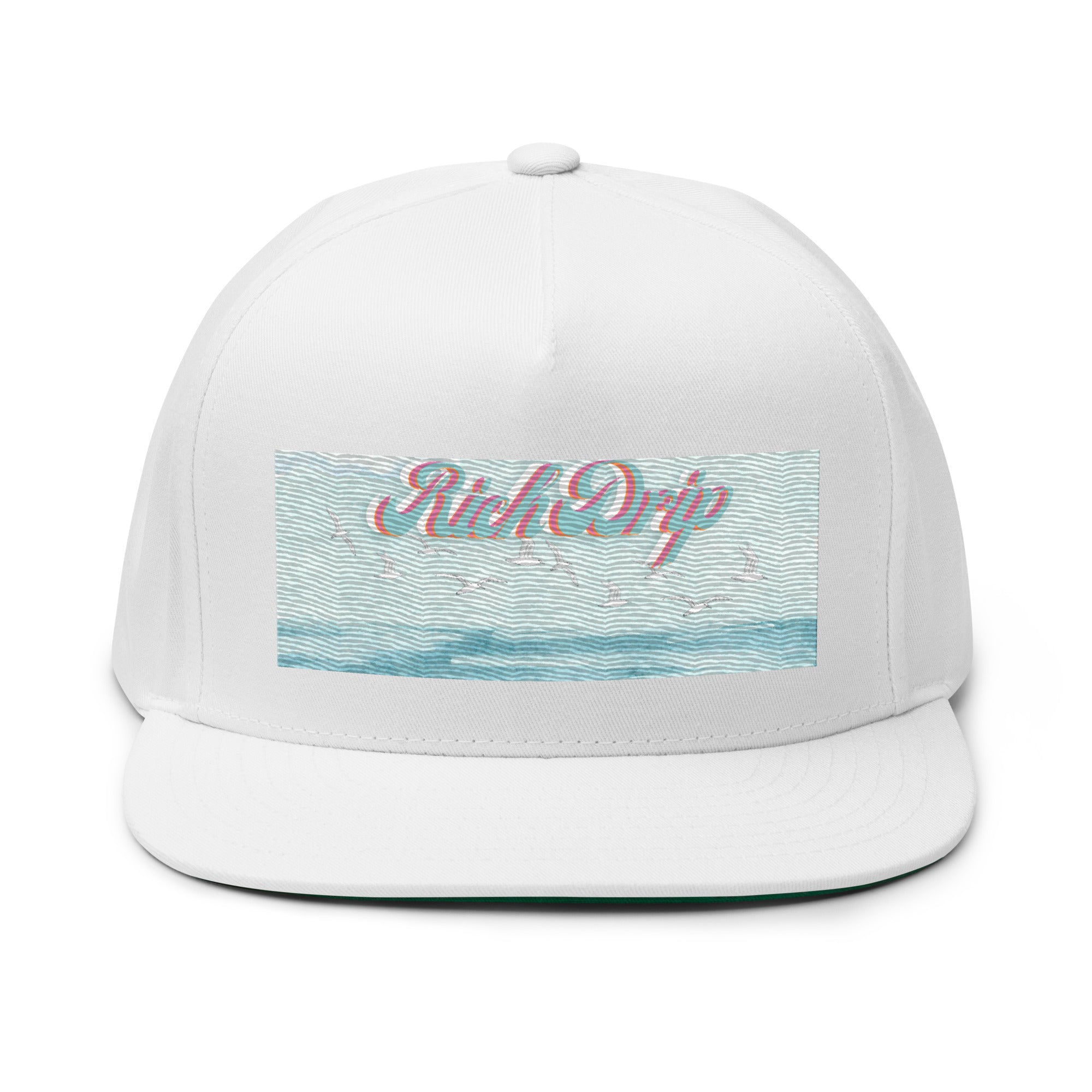 RiRich Drip Blue Skies Beach Vibes - Trucker Cap Black - Flat Bill Cap Miami White