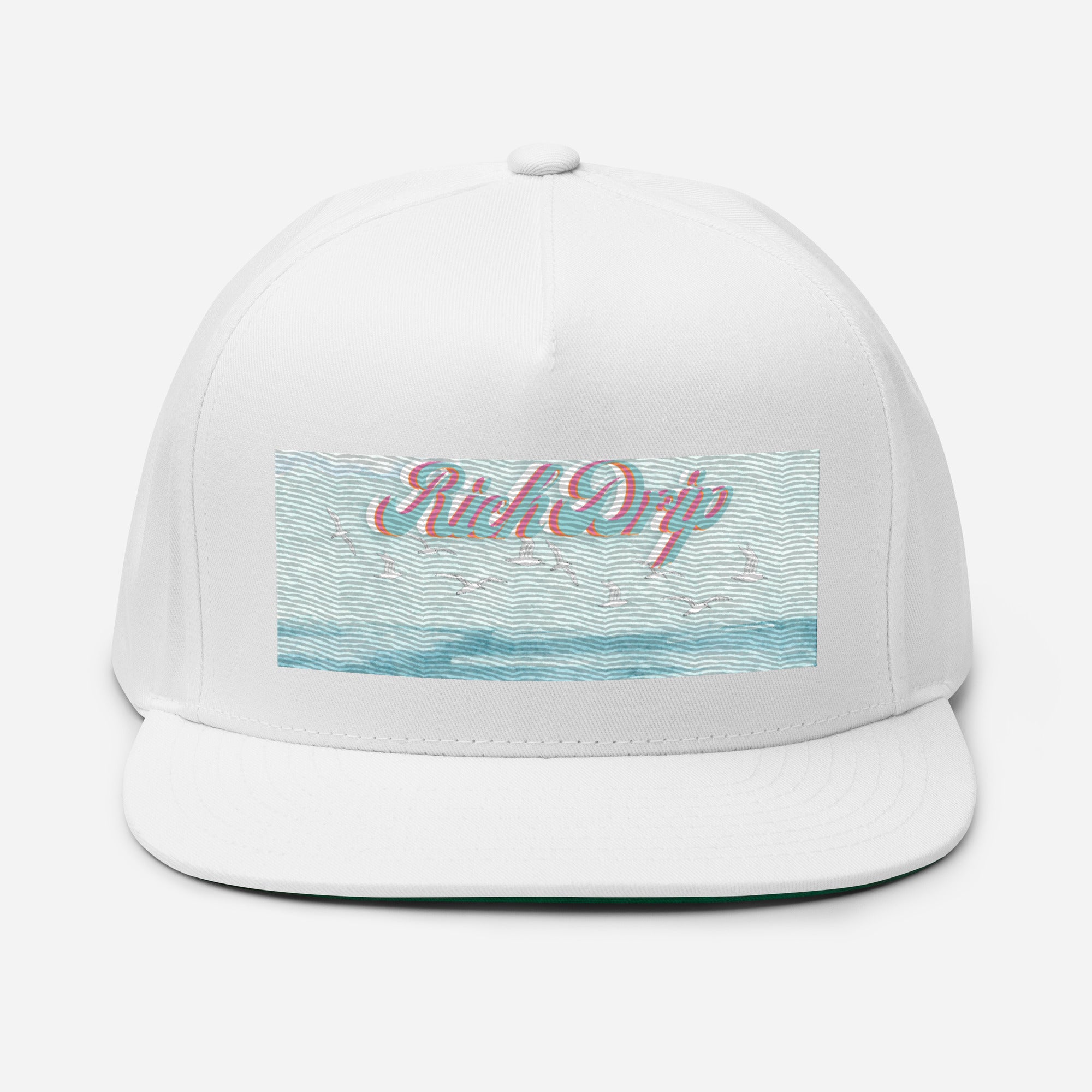 RiRich Drip Blue Skies Beach Vibes - Trucker Cap Black - Flat Bill Cap Miami White