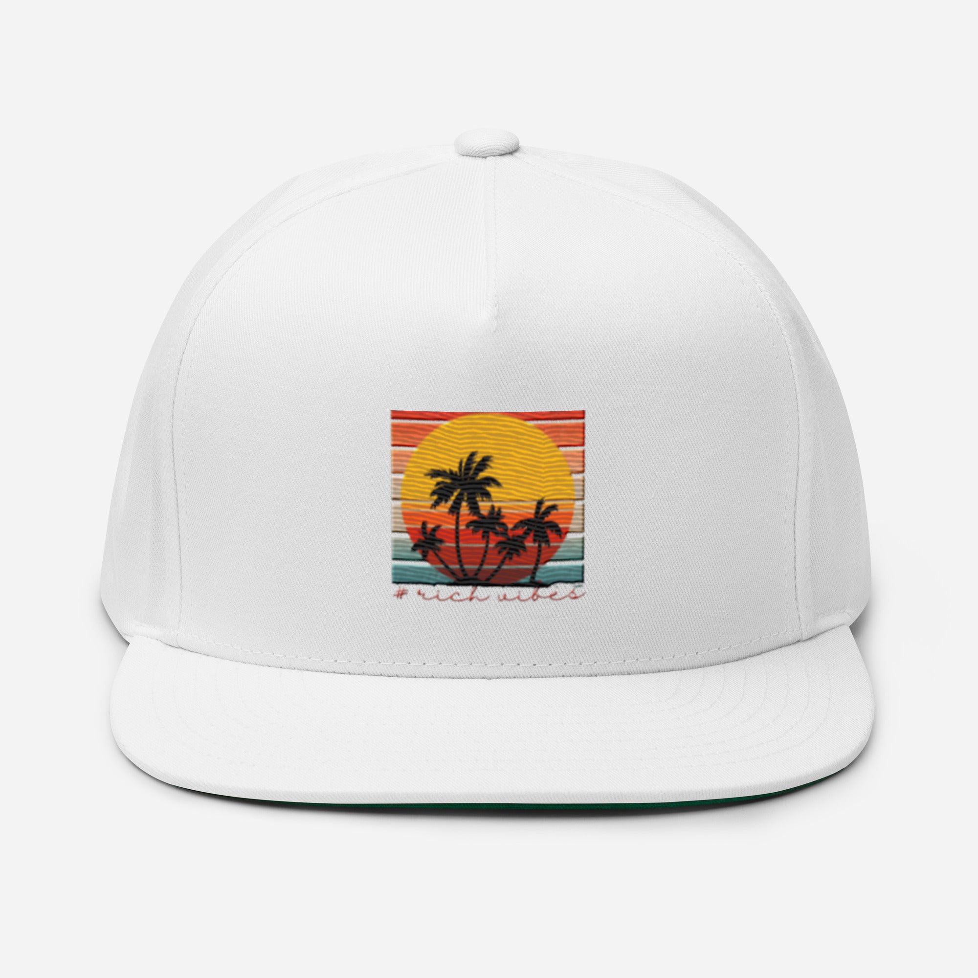 RV5 Sunset Squared Circle - Flat Bill Cap White