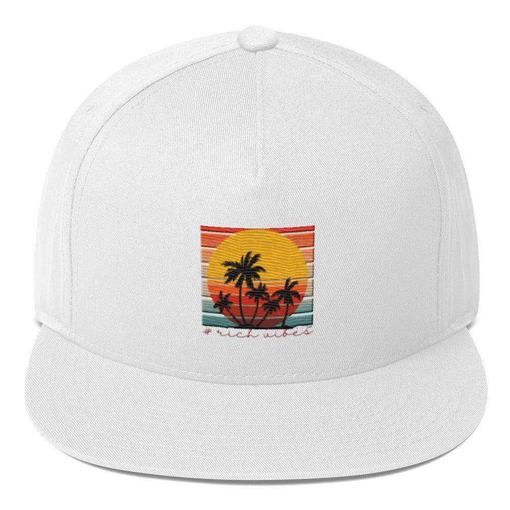 RV5 Sunset Squared Circle - Flat Bill Cap White