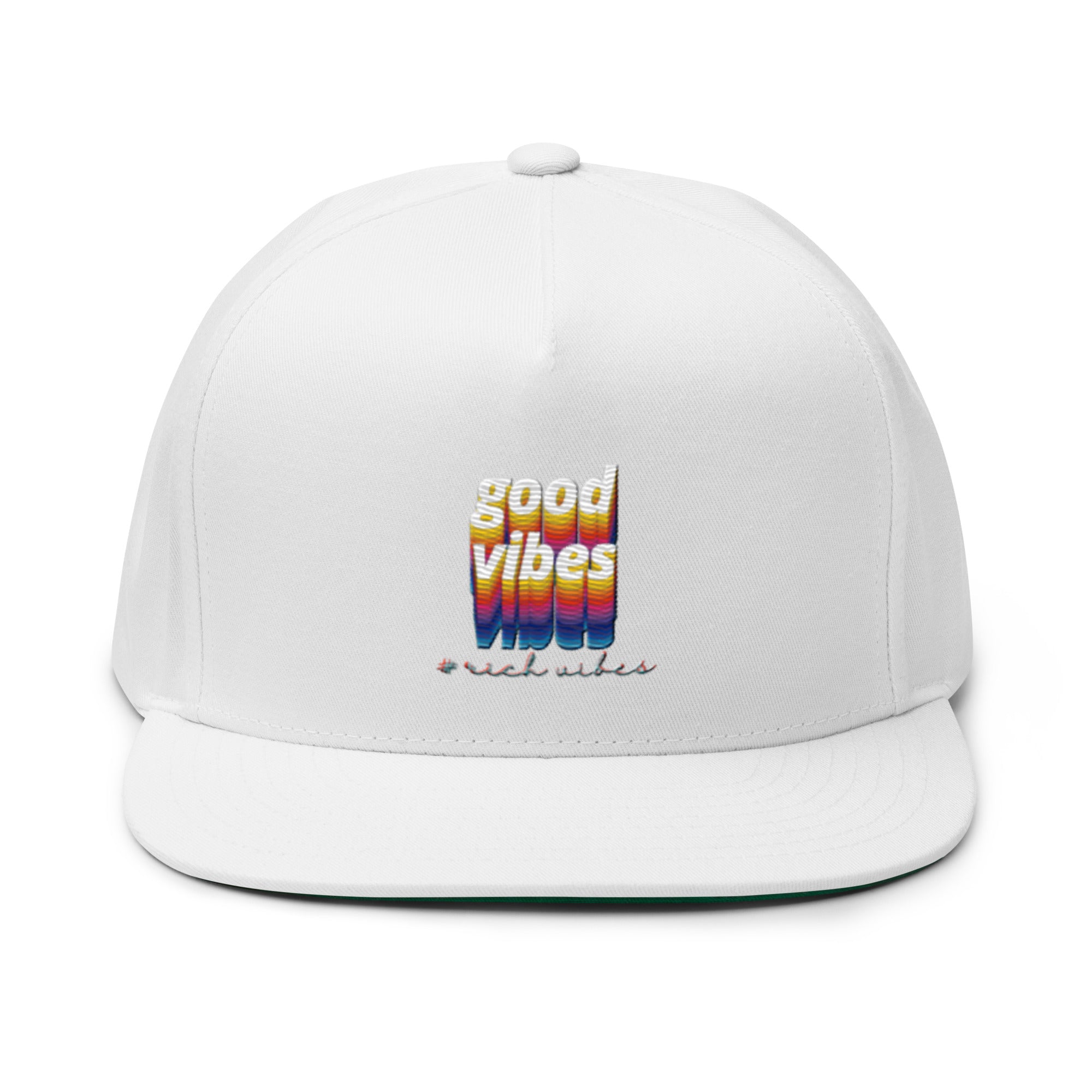 Rich Vibes Multi Colored Good Vibes 1.1 - Flat Bill Cap White