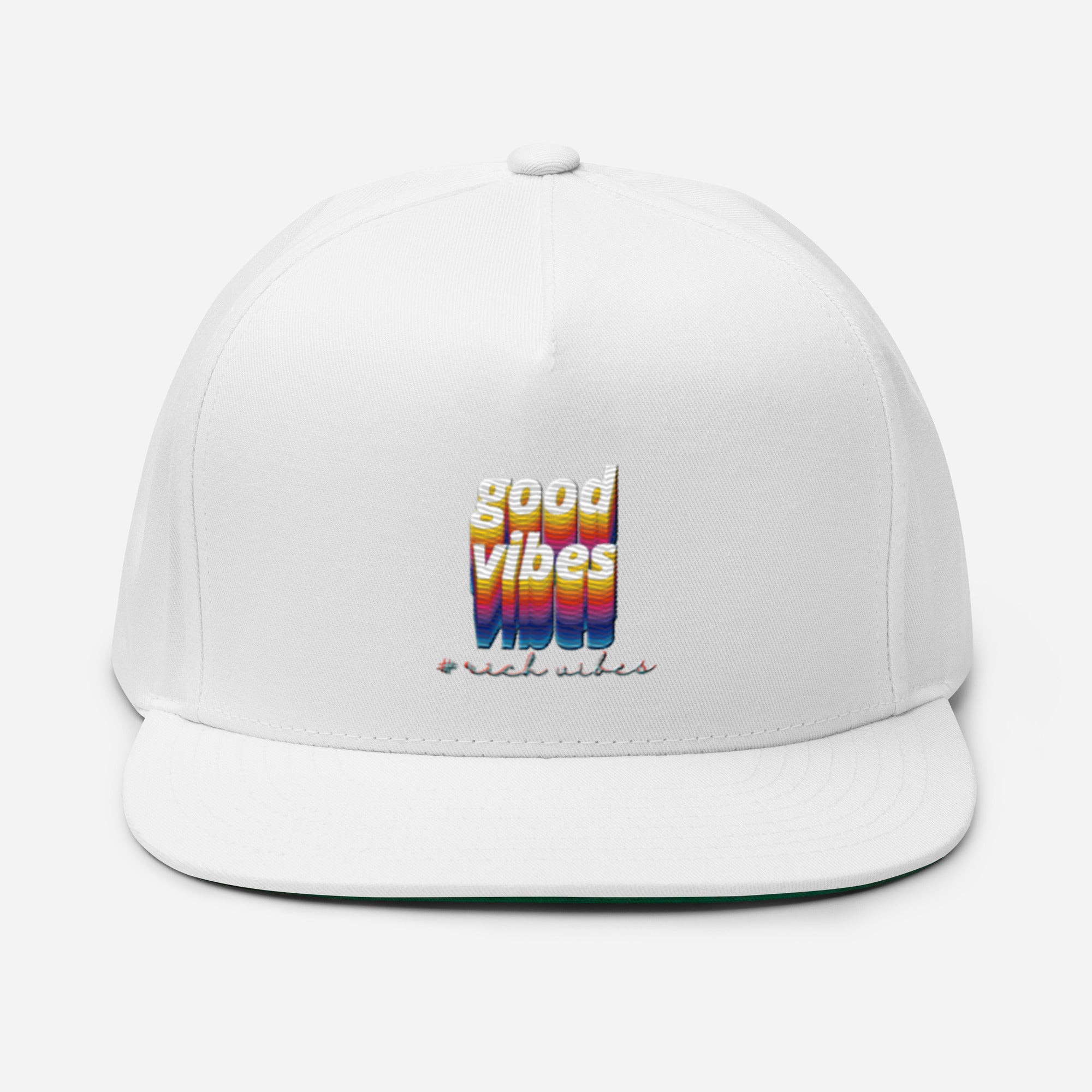 Rich Vibes Multi Colored Good Vibes 1.1 - Flat Bill Cap White